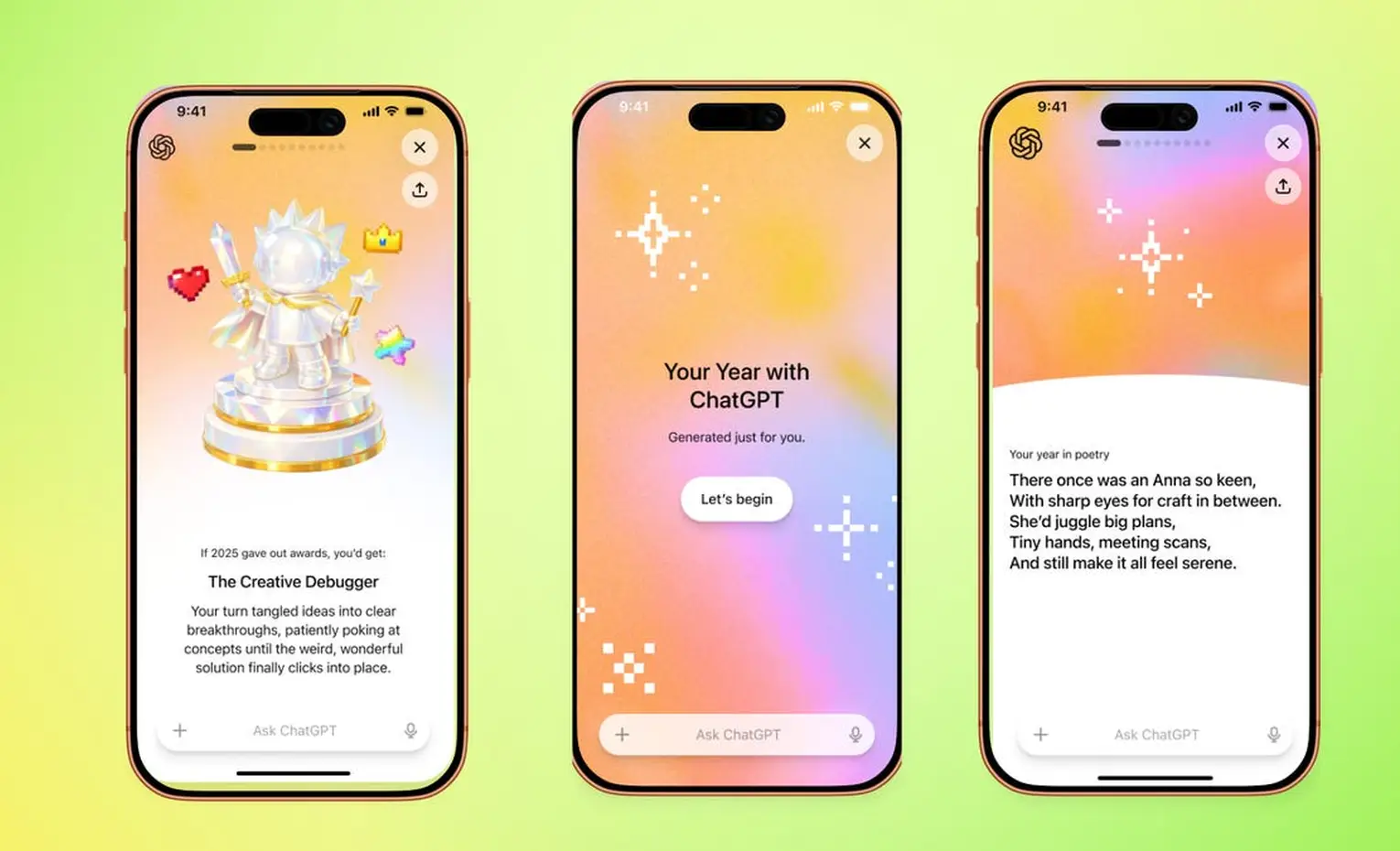 خلاصه سالانه چت جی پی تی به سبک اسپاتیفای عرضه شد خلاصه سالانه چت جی پی تی به سبک اسپاتیفای عرضه شد