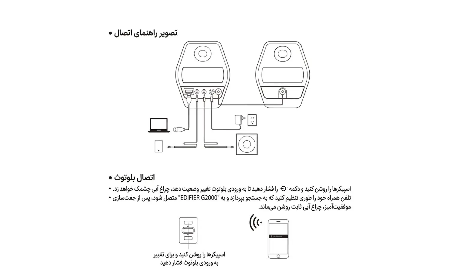راهنمای استفاده اسپیکر ادیفایر مدل G2000 راهنمای استفاده اسپیکر ادیفایر مدل G2000