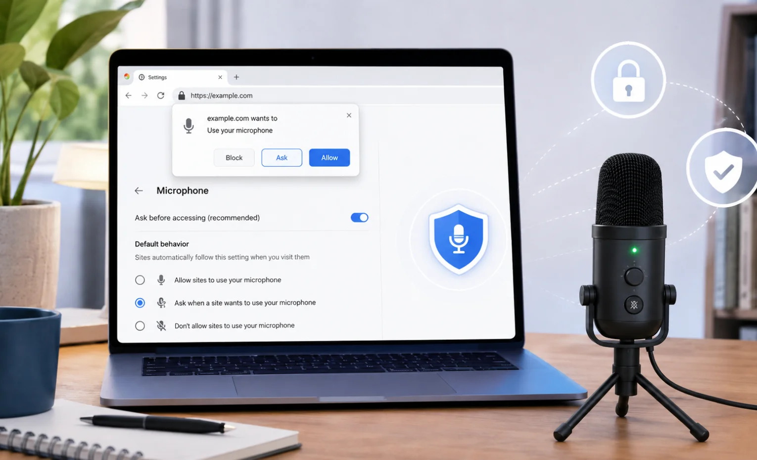 تنظیم میکروفون در گوگل کروم و مدیریت دسترسیهای صوتی تنظیم میکروفون در گوگل کروم و مدیریت دسترسیهای صوتی