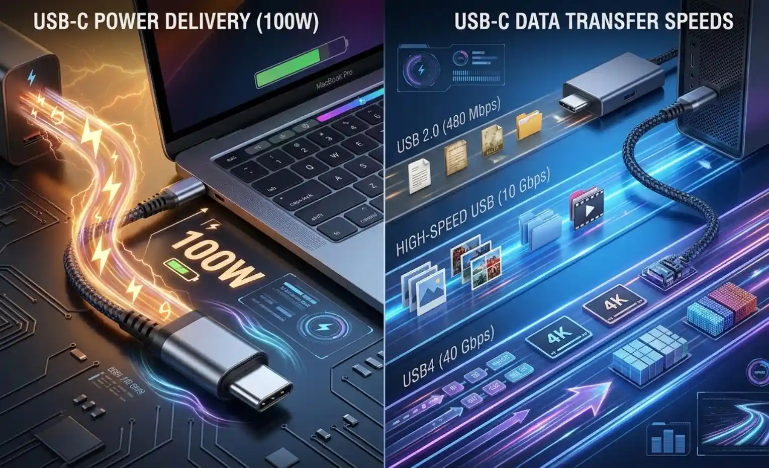 کابل USB-C 100 وات و ویژگیهای فنی که هنگام خرید باید بدانید کابل USB-C 100 وات و ویژگیهای فنی که هنگام خرید باید بدانید