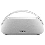 عکس اسپیکر Harman Kardon Go + Play 3 خاکستری از پشت، با درگاه‌های پایین بدنه