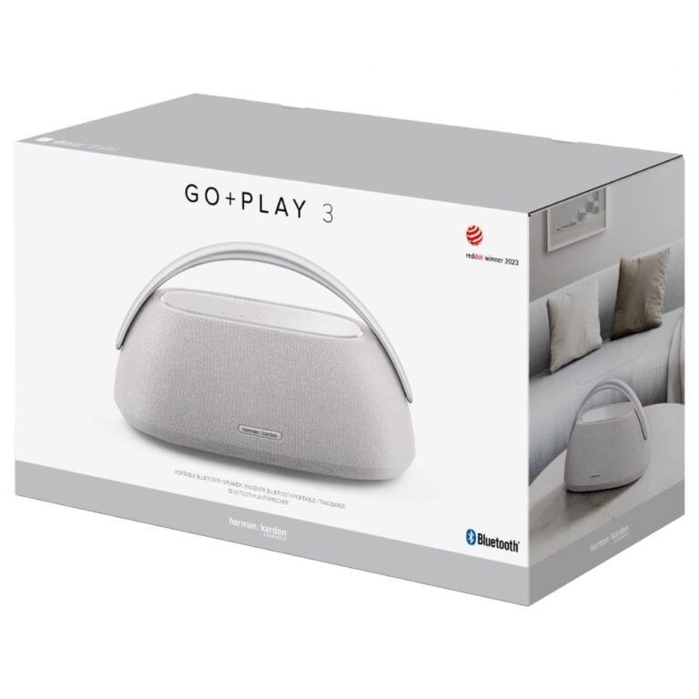 عکس جعبهٔ اسپیکر Harman Kardon Go + Play 3 رنگ خاکستری از زاویه