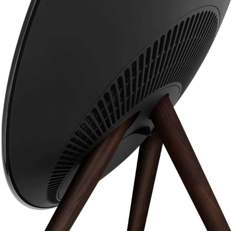 عکس اسپیکر Bang & Olufsen A9 مشکی، نمای نزدیک پشت بدنه و اتصال پایه‌ها