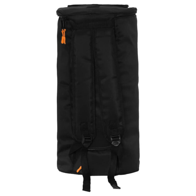 عکس کیف اسپیکر JBL PartyBox 110 نسل 2 مشکی از پشت، با بندهای حمل