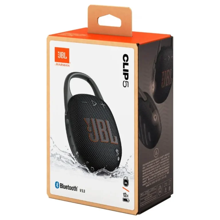 عکس جعبهٔ اسپیکر JBL Clip 5 رنگ مشکی از زاویه