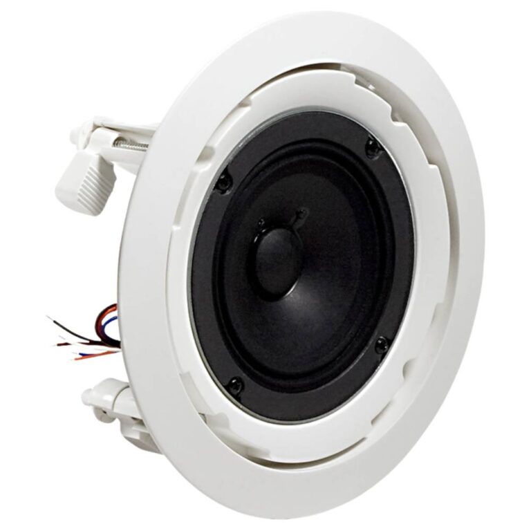 عکس اسپیکر سقفی JBL 8124 سفید از زاویه، بدون توری محافظ