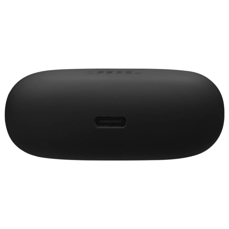 عکس کیس شارژ هندزفری JBL Wave Beam 2 مشکی از زیر، با درگاه شارژ