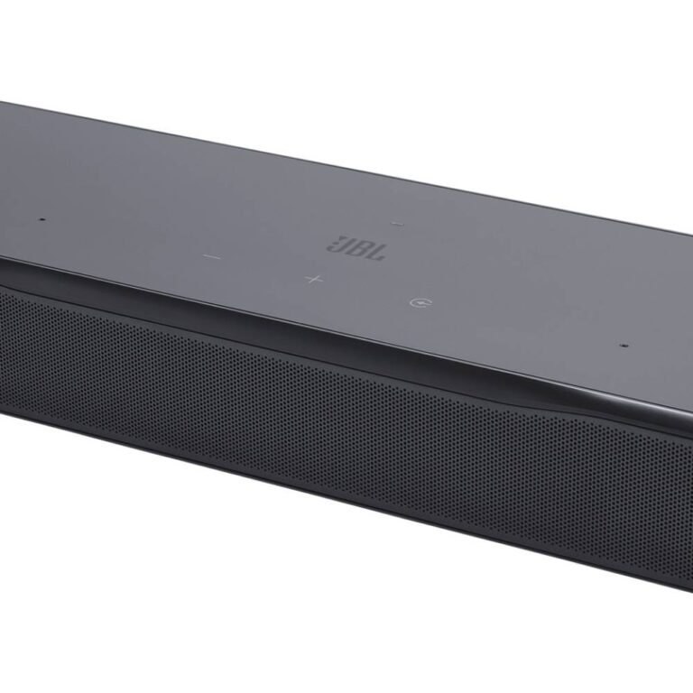 عکس ساندبار JBL Bar 800 MK2 مشکی، نمای نزدیک سطح بالایی و توری جلوی بدنه