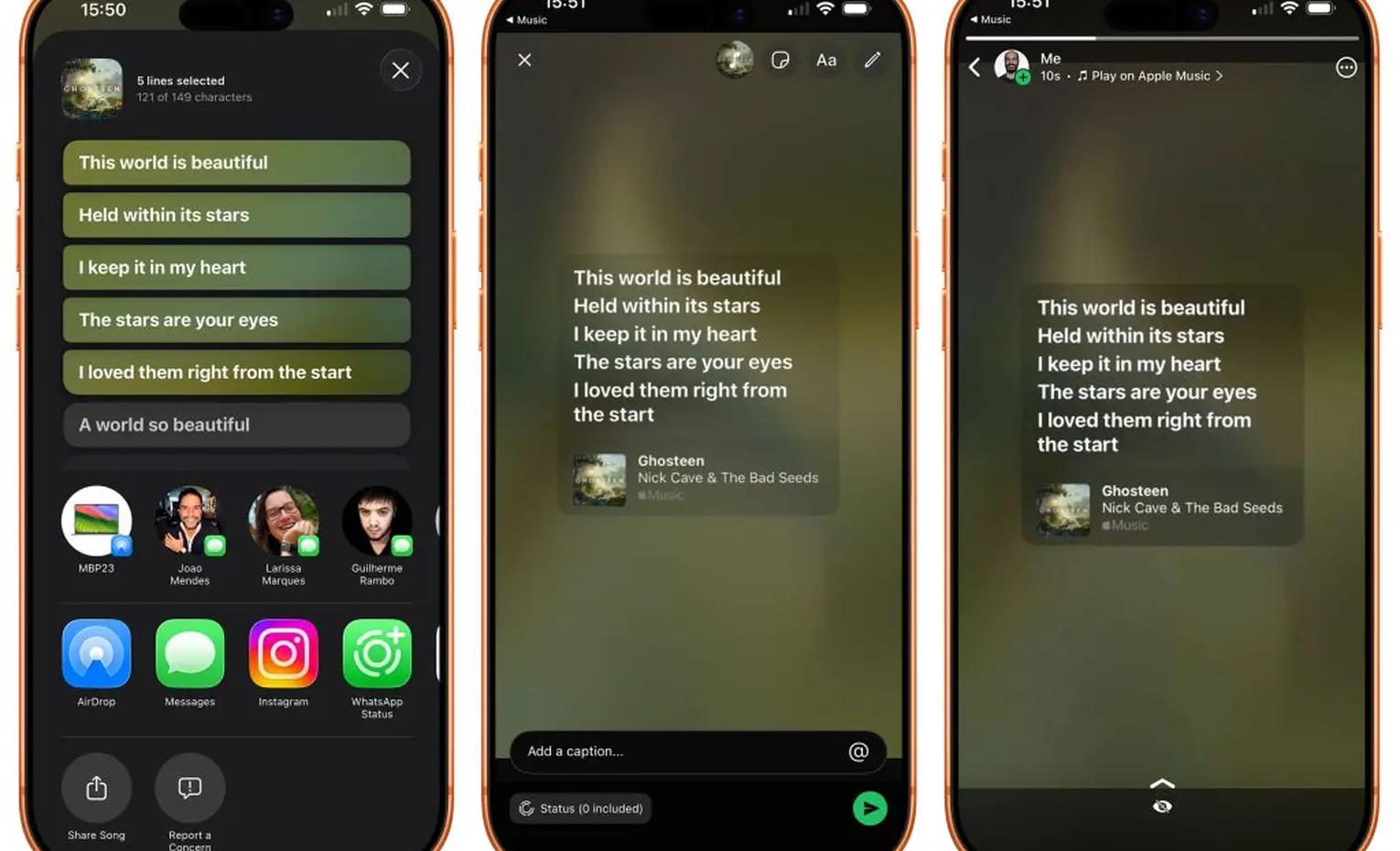 قابلیت تازه اپل موزیک در واتساپ استاتوس