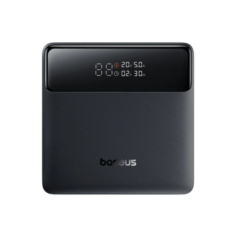 عکس پاوربانک Baseus Blade H1 مشکی از بالا، با نمایشگر