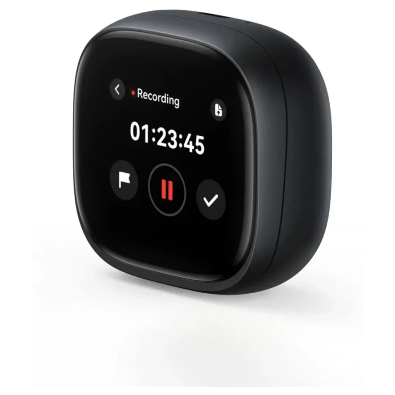 عکس کیس بستهٔ هندزفری Soundcore Liberty 5 Pro Max مشکی با نمایشگر روشن از زاویه