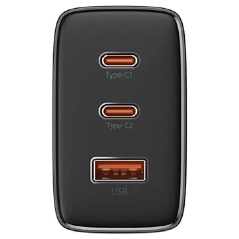 عکس نمای نزدیک سه درگاه شارژر Baseus Cube Pro 65W مشکی