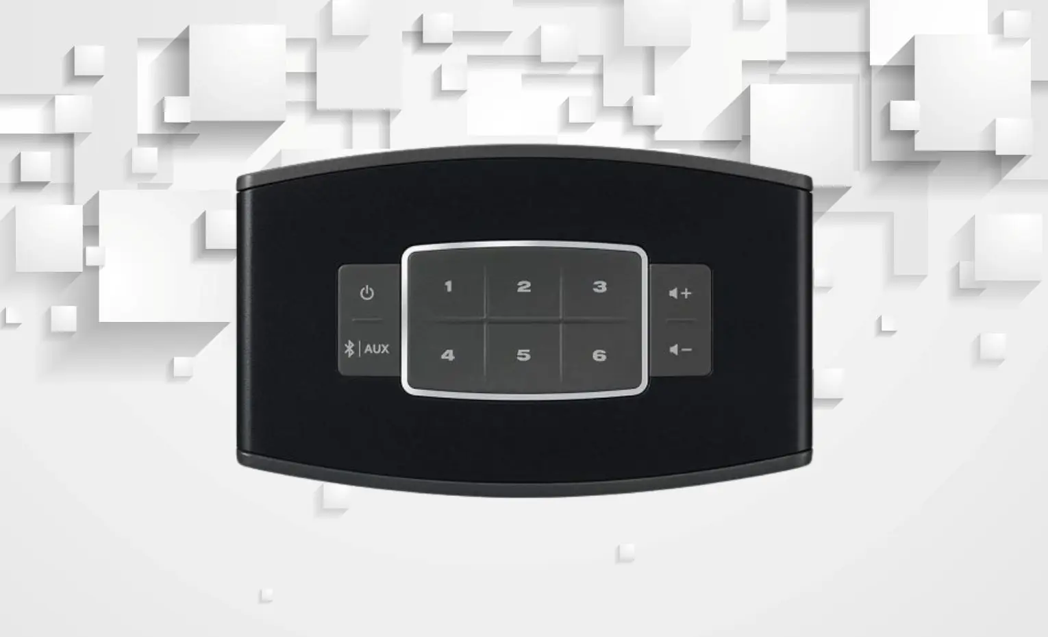اسپیکر بوز، پایان پلتفرم ابری SoundTouch نمای بالای اسپیکر Bose SoundTouch و دکمههای انتخاب و تنظیم صدا